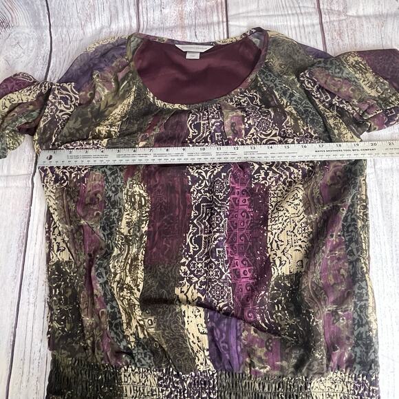 Christopher & Banks Blouse SZ Small‎ Women Purple Chiffon Overlay Tank Lining - Picture 12 of 15